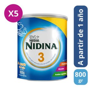 Miniatura 2 de 3 de Combo x5 Leche En Polvo Nidina 3 Lata x 800g