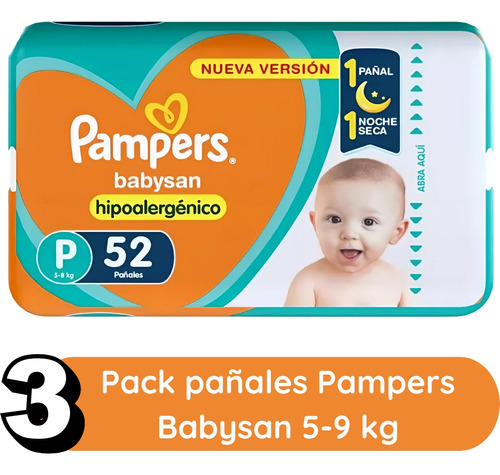 Imagen 2 de 3 de Combo x3 Pañales Pampers Babysan P x 52u