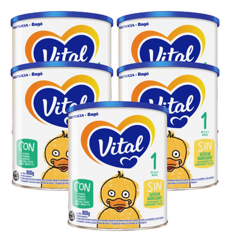 Imagen 1 de 4 de Combo x5 Leche En Polvo Vital 1 lata 800gr