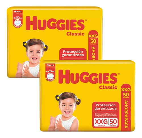 Imagen 1 de 3 de Combo x2 Pañales Huggies Classic XXG x 50u