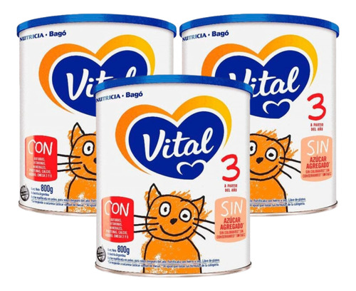 Imagen 1 de 4 de Combo x3 Leche En Polvo Vital 3 lata 800gr