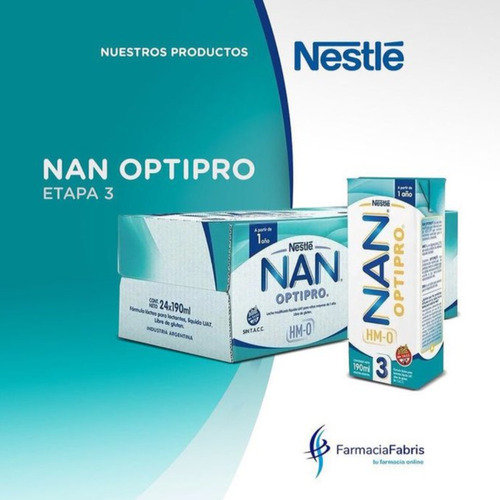 Imagen 4 de 4 de Combo x72 Leche Liquida Nan Optipro 3 Brick 190ml