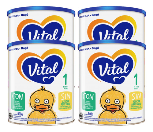 Imagen 1 de 5 de Combo x4 Leche En Polvo Vital 1 lata 800gr