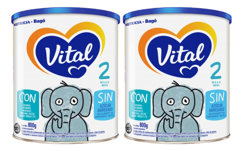 Imagen 1 de 4 de Combo x2 Leche En Polvo Vital 2 lata 800gr