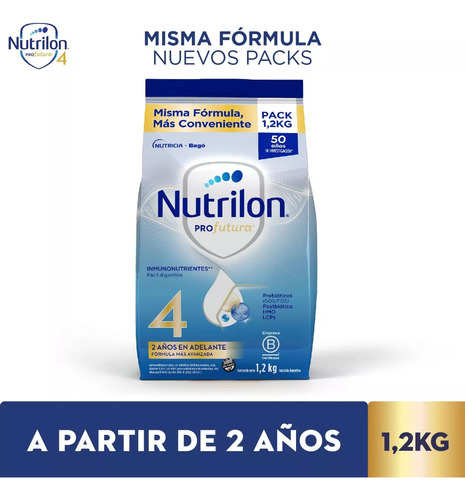 Imagen 2 de 3 de Combo x3 Leche En Polvo Nutrilon Profutura 4 Pouch 1,2kg