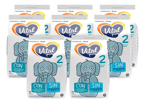 Imagen 1 de 5 de Combo x8 Leche en Polvo Vital 2 pouch 1kg