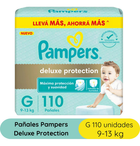 Imagen 3 de 5 de Combo Pañales Pampers Deluxe G x 110u + Algodón precortado + Óleo calcáreo