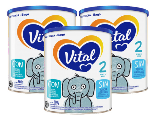 Imagen 1 de 4 de Combo x3 Leche En Polvo Vital 2 lata 800gr