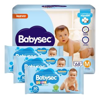 Imagen 1 de Combo Babysec Ultra Soft Pañales Con 3 Toallitas Humedas