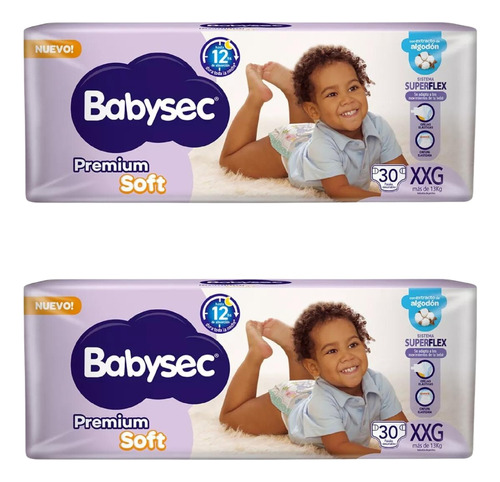 Imagen 1 de 1 de Combo x2 Pañales Babysec Premium Soft (M, G, XG, XXG)