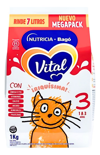 Imagen 4 de 4 de Combo x3 Leche en Polvo Vital 3 pouch 1kg