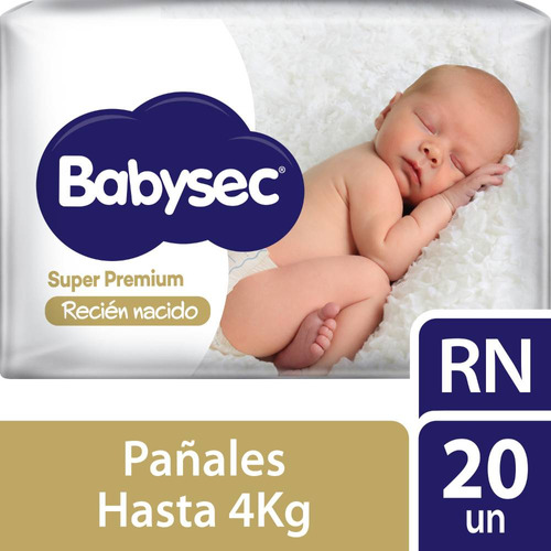 Imagen 2 de 2 de Pañales Babysec Super Premium Recién Nacido 20 uni