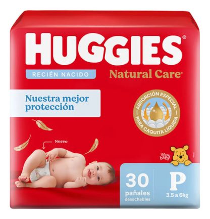 Imagen 3 de 3 de Pañales Huggies Natural Care Talle P X 60 Unidades