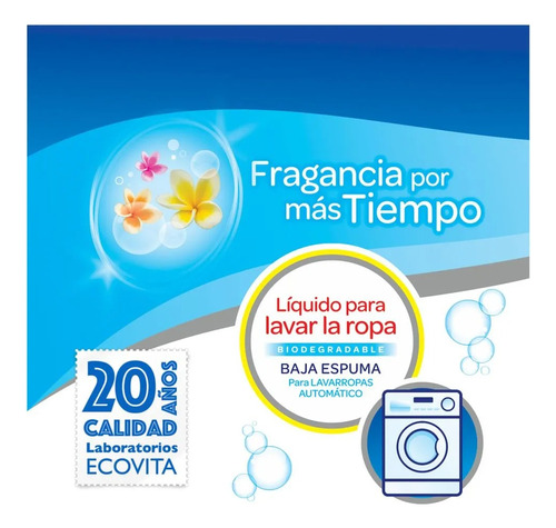 Imagen 3 de 5 de Jabon Liquido Ecovita Baja Espuma Evolution Doypack X 800 Ml