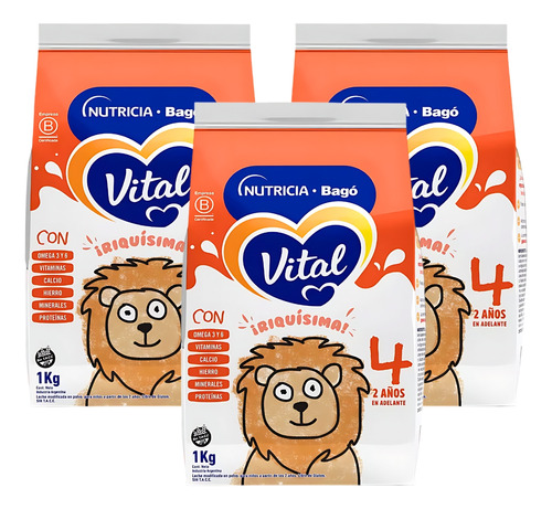 Imagen 1 de 3 de Combo x3 Leche en Polvo Vital 4 pouch 1kg