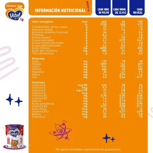 Imagen 4 de 4 de Combo x5 Leche En Polvo Vital 3 lata 800gr