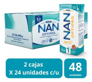 Miniatura 1 de 3 de Combo x48 Leche Liquida Nan Optipro 1 Brick 190ml
