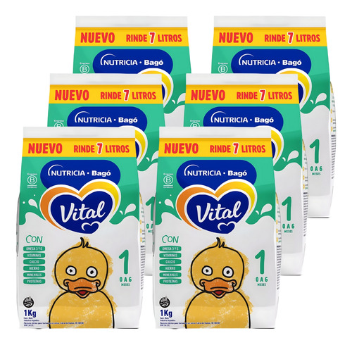 Imagen 1 de 4 de Combo x6 Leche en Polvo Vital 1 pouch 1kg