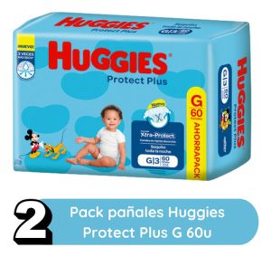 Miniatura 2 de 9 de Combo x2 Pañales Huggies Protect Plus G x 60u