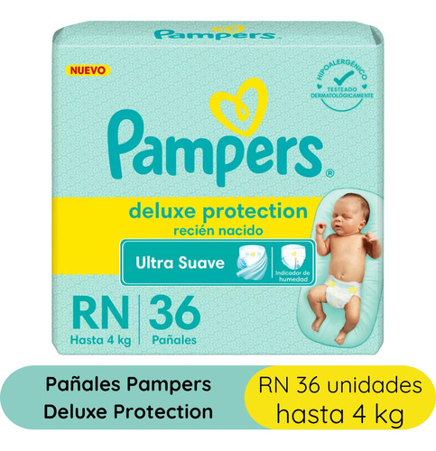 Imagen 4 de 4 de Combo x2 Pañales Pampers Deluxe Protection Recien Nacido 36u + 56u