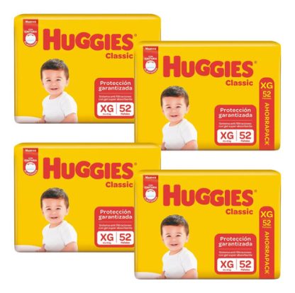 Imagen 1 de 3 de Combo x4 Pañales Huggies Classic XG x 52u