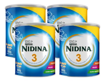Imagen 1 de 3 de Combo x4 Leche En Polvo Nidina 3 Lata x 800g