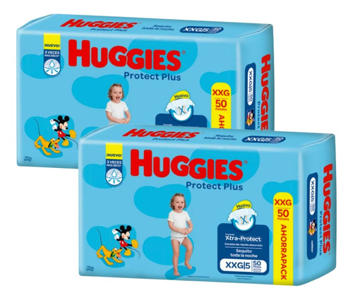 Imagen 1 de 9 de Combo x2 Pañales Huggies Protect Plus XXG x 50u