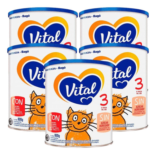 Imagen 1 de 4 de Combo x5 Leche En Polvo Vital 3 lata 800gr