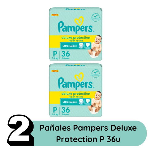 Imagen 2 de 3 de Combo x2 Pañales Pampers Deluxe Protection P x 36u