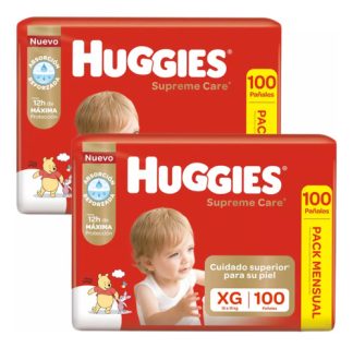 Imagen 1 de Set 2 Packs Pañales Bebe Huggies Supreme Care Pack Mensual