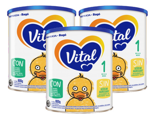 Imagen 1 de 4 de Combo x3 Leche En Polvo Vital 1 lata 800gr