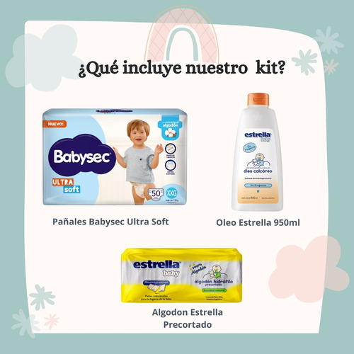 Imagen 2 de 5 de Combo Pañales Babysec Ultrasoft XXG x 50u + Algodón + Óleo Calcáreo