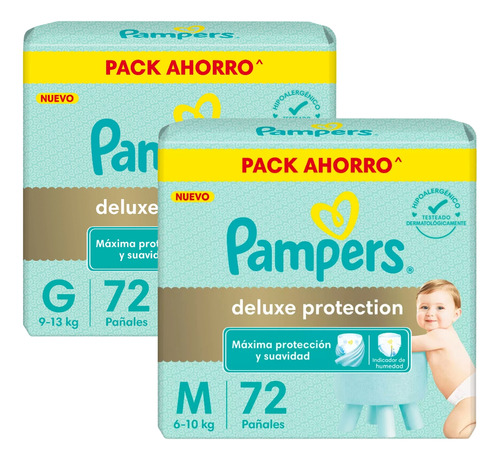 Imagen 1 de 4 de Combo Pampers Deluxe Protection M x 72u + G x 72u