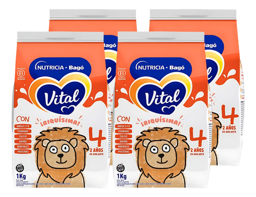 Imagen 1 de 3 de Combo x4 Leche en Polvo Vital 4 pouch 1kg