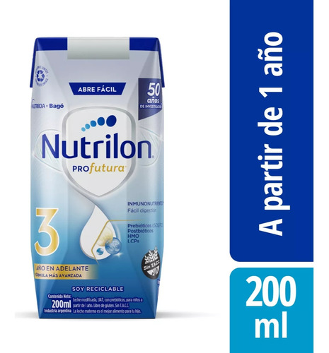 Imagen 3 de 3 de Combo 48u Leche Liquida Nutrilon Profutura 3 brick 200ml