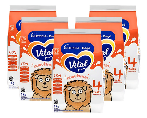 Imagen 1 de 3 de Combo x5 Leche en Polvo Vital 4 pouch 1kg