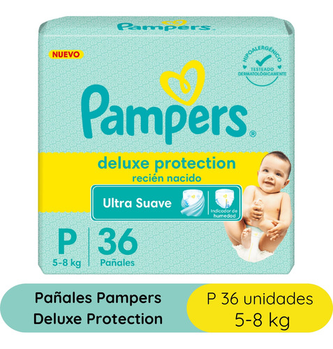 Imagen 3 de 5 de Combo Pañales Pampers Deluxe Protection P x 36u + Algodón clásico 500gr + Óleo calcáreo 950ml