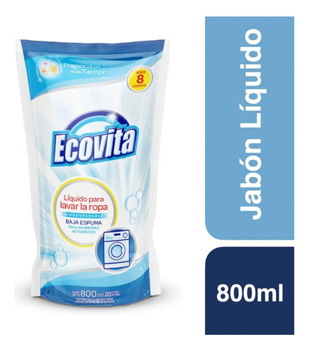 Imagen 1 de 5 de Jabon Liquido Ecovita Baja Espuma Evolution Doypack X 800 Ml