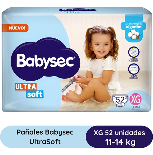 Imagen 4 de 4 de Combo Pañales Babysec Ultrasoft XXG 50u + XG 52u