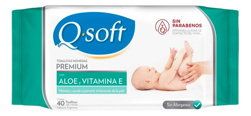 Imagen 1 de 3 de Toallitas Húmedas Q-soft Premium Aloe Y Vitamina E X 40 Uni