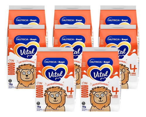 Imagen 1 de 3 de Combo x8 Leche en Polvo Vital 4 pouch 1kg