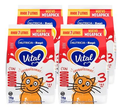 Imagen 1 de 3 de Combo x4 Leche en Polvo Vital 3 pouch 1kg