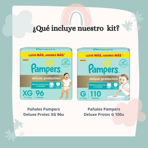 Imagen 2 de 4 de Combo Pampers Deluxe Protection G x 100u XG a 96u