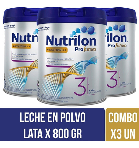 Imagen 4 de 6 de Combo x3 Leche En Polvo Nutrilon Profutura 3 Lata 800g