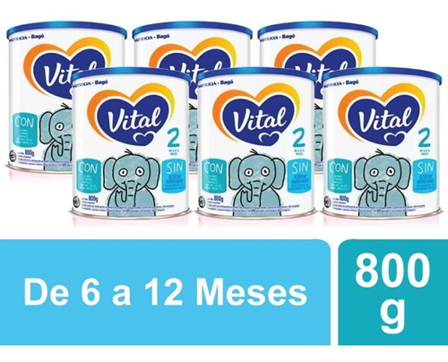 Imagen 3 de 5 de Combo x6 Leche En Polvo Vital 2 lata 800gr