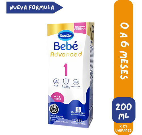 Imagen 1 de 3 de Combo x24 Leche Sancor Bebe Advanced 1 x 200ml