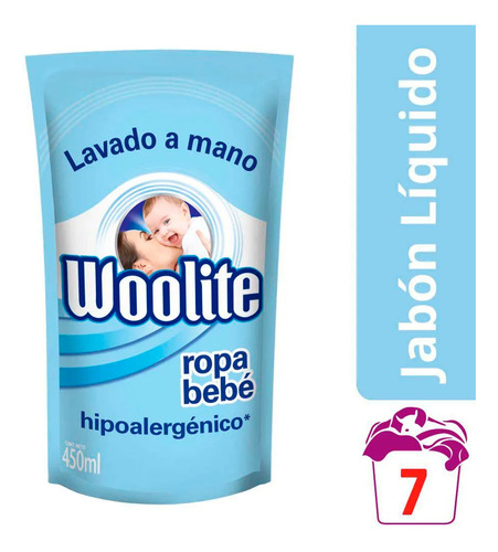 Imagen 4 de 4 de Woolite Lavado A Mano Bebé Jabón Líquido Repuesto D/p 450 Ml