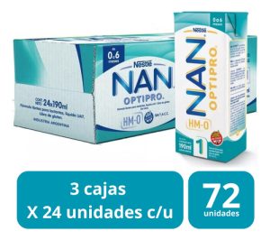 Miniatura 1 de 3 de Combo x72 Leche Liquida Nan Optipro 1 Brick 190ml