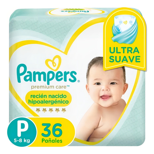 Imagen 1 de 5 de Pañales Pampers Premium Care P x 36u