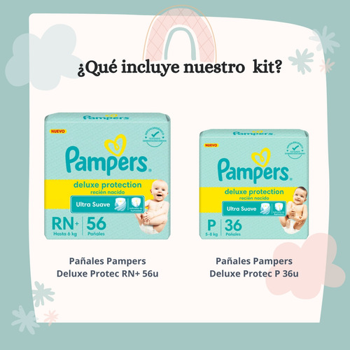 Imagen 2 de 4 de Combo Pampers Deluxe Protection P x 36u RN+ x 56u